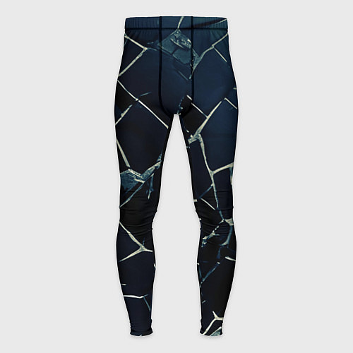 Мужские тайтсы Тёмный чёрно-синий битые плиты / 3D-принт – фото 1