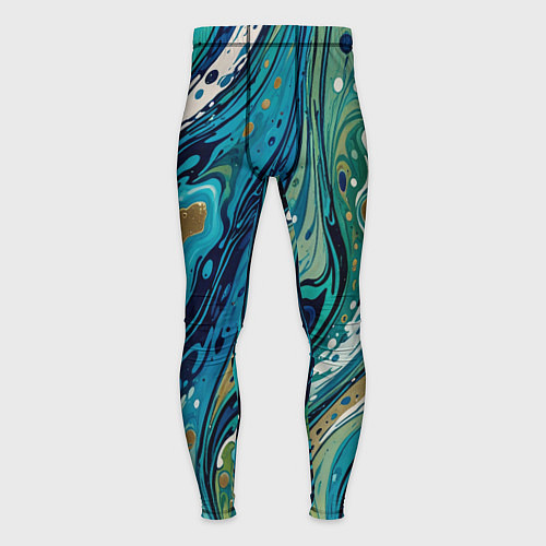 Мужские тайтсы Сине-зеленый абстрактный узор / 3D-принт – фото 1