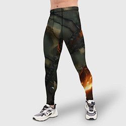 Тайтсы мужские Разорванный камуфляж с огнем, цвет: 3D-принт — фото 2