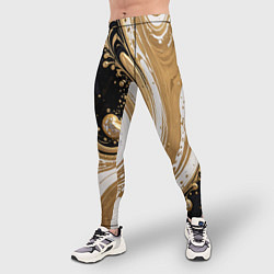 Тайтсы мужские Черный агат и жидкое золото, цвет: 3D-принт — фото 2