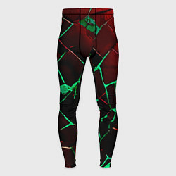 Мужские тайтсы Битые плиты тёмно-красный с зелёным