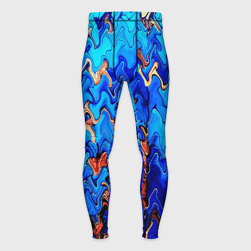 Мужские тайтсы Сине-голубой стекающая абстракция / 3D-принт – фото 1