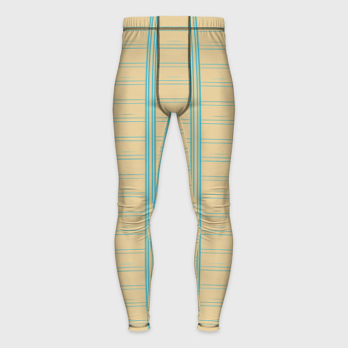 Мужские тайтсы Color beige cage light blue stripes / 3D-принт – фото 1