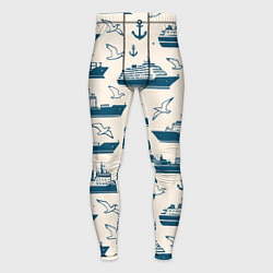 Мужские тайтсы Морской паттерн из чаек, якорей и кораблей