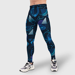 Тайтсы мужские Футуристическая сине-фиолетовая абстракция с хакер, цвет: 3D-принт — фото 2