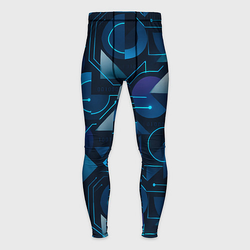 Мужские тайтсы Футуристическая сине-фиолетовая абстракция с хакер / 3D-принт – фото 1