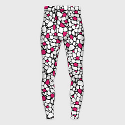 Тайтсы мужские Мелкий красно белый мозаичный узор на черном, цвет: 3D-принт