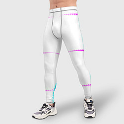 Тайтсы мужские Color white blue pink stripes, цвет: 3D-принт — фото 2