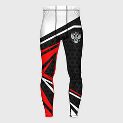 Тайтсы мужские Герб России - красный спортивный, цвет: 3D-принт