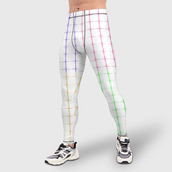 Тайтсы мужские Color white multicolored stripes, цвет: 3D-принт — фото 2