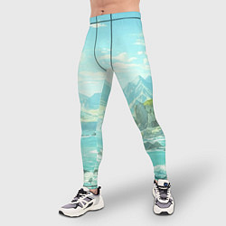 Тайтсы мужские Художественный берег со скалами, цвет: 3D-принт — фото 2