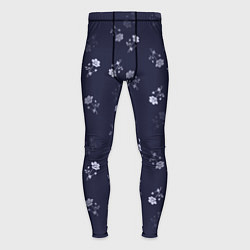 Тайтсы мужские Цветочный узор синий, цвет: 3D-принт