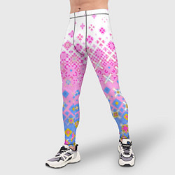 Тайтсы мужские Розово-голубой узор, цвет: 3D-принт — фото 2