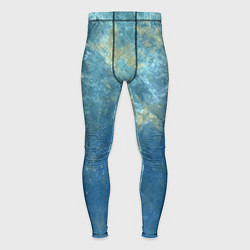 Тайтсы мужские Абстракция - gold in blue-turquoise color, цвет: 3D-принт