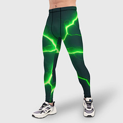 Тайтсы мужские Зеленый неон из плит, цвет: 3D-принт — фото 2
