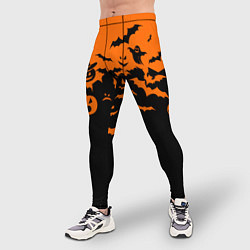 Тайтсы мужские Хэллоуин тыквы и призраки, цвет: 3D-принт — фото 2