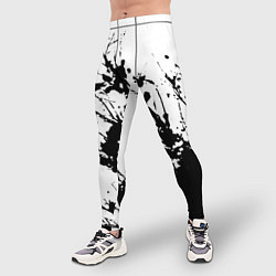 Тайтсы мужские Чёрная взрывная краска на белом, цвет: 3D-принт — фото 2