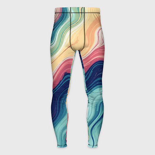 Мужские тайтсы Абстрактные волнистые линии синий / 3D-принт – фото 1