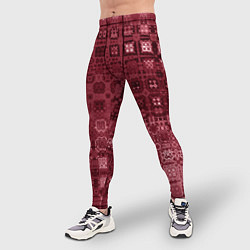 Тайтсы мужские Бордовое мерцание, цвет: 3D-принт — фото 2