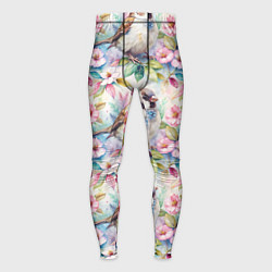 Мужские тайтсы Воробей в ярких цветах паттерн