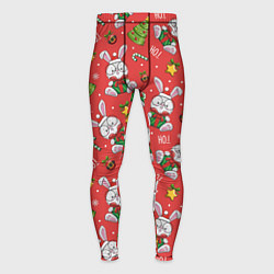 Тайтсы мужские Новогодний паттерн с зайчиком, цвет: 3D-принт