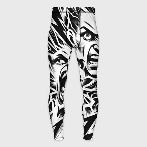 Мужские тайтсы Свирепые лица и молнии - нейроарт / 3D-принт – фото 1