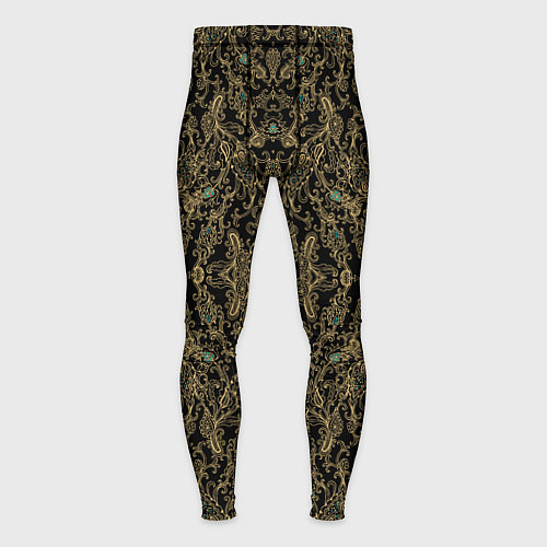 Мужские тайтсы Славяно - русский орнамент узоры с позолотой / 3D-принт – фото 1