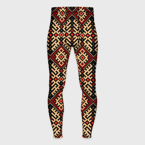 Мужские тайтсы Славянский вышивной орнамент макошь / 3D-принт – фото 1