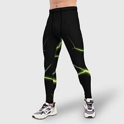 Тайтсы мужские Color green black, цвет: 3D-принт — фото 2