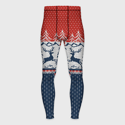 Мужские тайтсы Вязаный узор с оленями / 3D-принт – фото 1