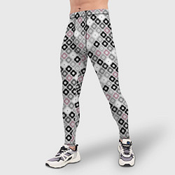 Тайтсы мужские Цветочный серо-розовый узор ретро, цвет: 3D-принт — фото 2