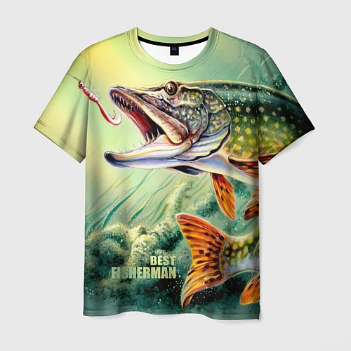 Мужская футболка Лучший щучий рыбак / 3D-принт – фото 1