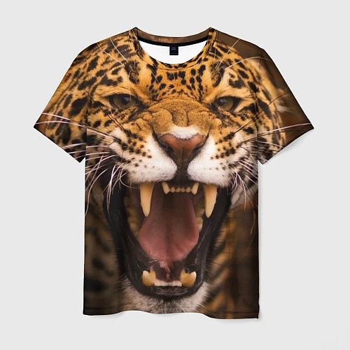 Мужская футболка Ярость леопарда / 3D-принт – фото 1