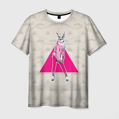 Мужская футболка Deer girl: yes yes? / 3D-принт – фото 1