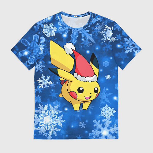 Мужская футболка Новогодний Пикачу в полете / 3D-принт – фото 1