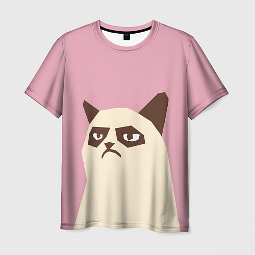 Мужская футболка Grumpy cat pink / 3D-принт – фото 1