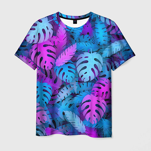 Мужская футболка Сине-розовые тропики / 3D-принт – фото 1
