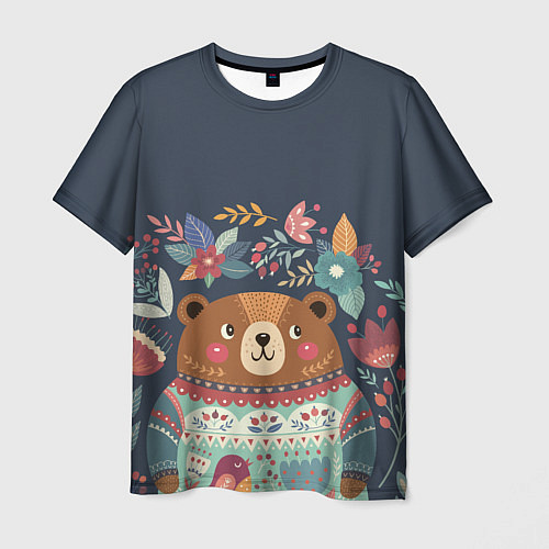 Мужская футболка Осенний медведь / 3D-принт – фото 1