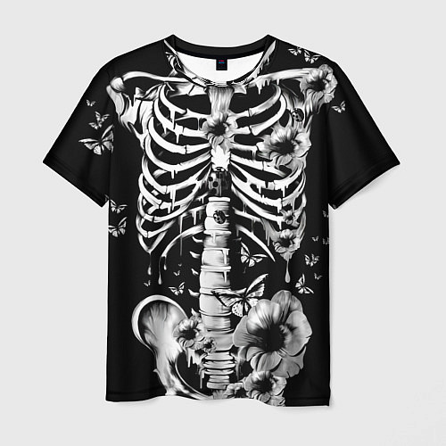 Мужская футболка Floral Skeleton / 3D-принт – фото 1