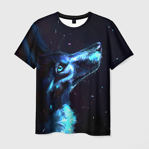 Мужская футболка Лунный волк / 3D-принт – фото 1