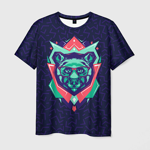 Мужская футболка Hipster Bear / 3D-принт – фото 1