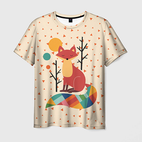 Мужская футболка Осенняя лисичка / 3D-принт – фото 1