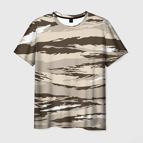 Мужская футболка Камуфляж: коричневый/кремовый / 3D-принт – фото 1