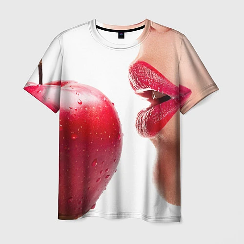 Мужская футболка Яблоко и губы / 3D-принт – фото 1