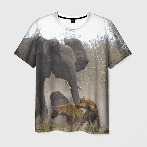 Мужская футболка Гиены охотятся на слона / 3D-принт – фото 1