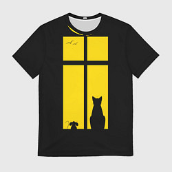 Мужская футболка Котик в окошке