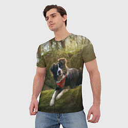 Футболка мужская Собачка на траве, цвет: 3D-принт — фото 2