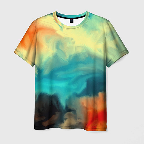Мужская футболка Разноцветная акварель / 3D-принт – фото 1