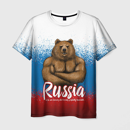 Мужская футболка Russian Bear / 3D-принт – фото 1