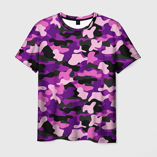 Мужская футболка Камуфляж: фиолетовый/розовый / 3D-принт – фото 1